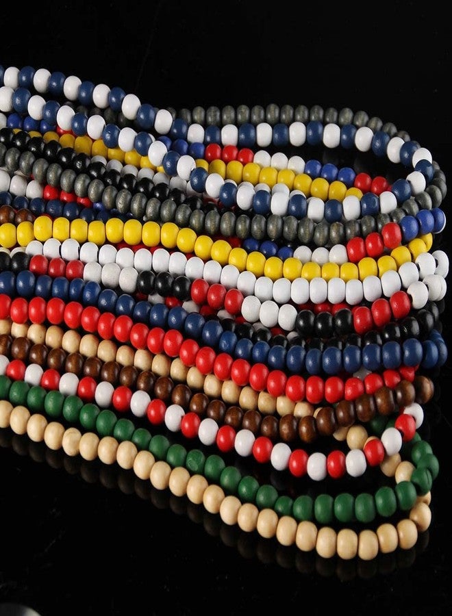 Kicomvi Natural Wood Beads Necklace Handmade Wooden 8MM Beaded Chunky Strand Necklaces-brown - Image 2